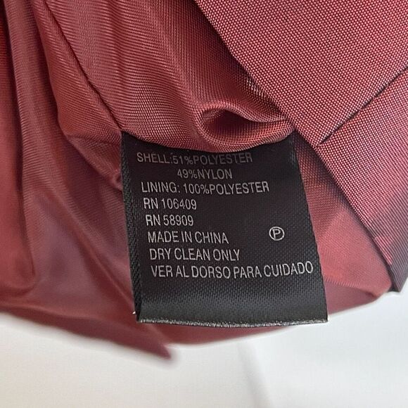 PRESTON & YORK Satin Blazer Jacket Women's Size 14 Red Ruffled Collar Lined - Picture 5 of 14